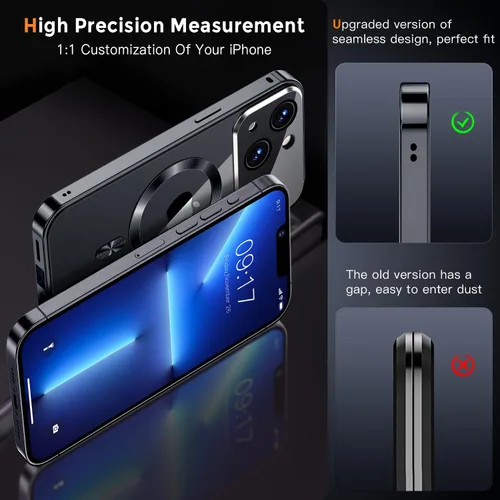 Vista 7 de [Protección completa de la cámara y bloqueo mecánico] Funda magnética de privacidad para iPhone 13 [compatible con MagSafe] [anillo de metal CD]