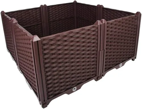 Vista 46 de Hershii Juego de macetas elevadas de plástico de 2 capas para jardín, bricolaje para interiores y exteriores, rectangular, flores de hierbas