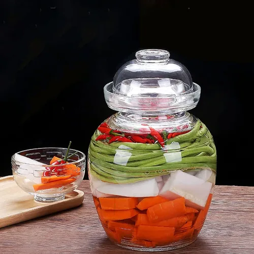 Vista 9 de Tarro de vidrio con tapa, tarro de fermentación de 2.5 litros, kit de fermentación tradicional con tapa de sellado de agua, tarro de pepinillos