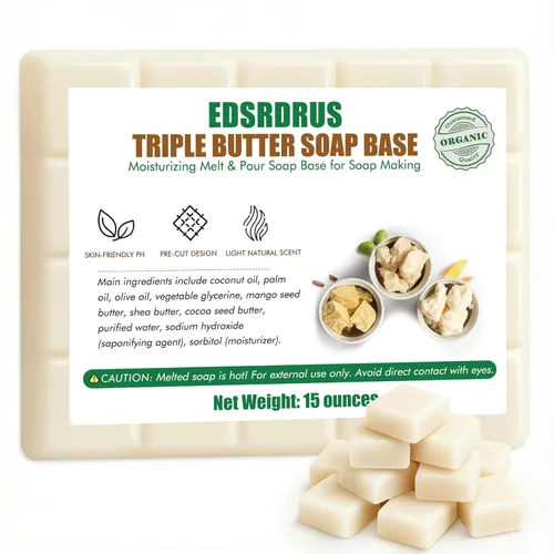 Vista 9 de Base de jabón de glicerina de 15 onzas – Base de jabón perfumada para derretir y verter para manualidades, fácil de cortar, vegana y natural
