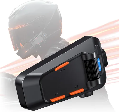 Vista 9 de Auriculares de comunicación Bluetooth para casco de motocicleta, intercomunicador impermeable con cancelación de ruido, uso compartido de música