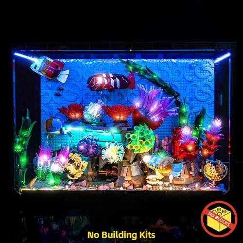 Vista 2 de BrickBling - Luz LED compatible con Lego Aquarium Tropical 10366, lámpara de decoración compatible con Lego Tanque de Peces Tropical - Excluye