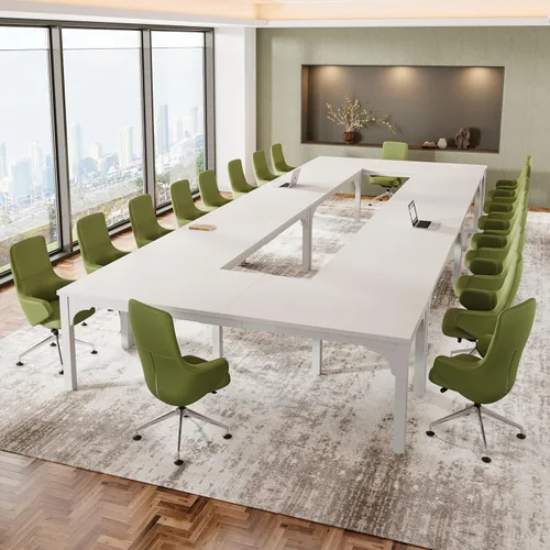 Vista 31 de Mesa de conferencias de 6.56 pies, mesa de seminario rectangular grande súper resistente para 8 personas, mesas largas de negocios, 1 unidad