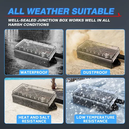 Vista 4 de MICTUNING Conector de enchufe de cable de remolque de 7 vías resistente con cubierta transparente, caja de conexiones de 7 bandas de 8 pies