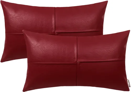 Vista 29 de BRAWARM Fundas de Almohada Decorativas de Cuero Sintético 12 X 20 Pulgadas, Fundas de Almohada Lumbar de Cuero Naranja Paquete de 2, Almohadas