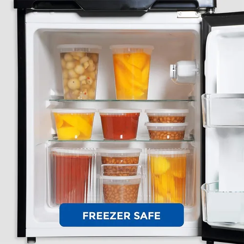 Vista 3 de Recipientes resistentes con tapas de 32 onzas – Vasos desechables para almacenamiento de alimentos a prueba de fugas – Recipientes de almacenamiento