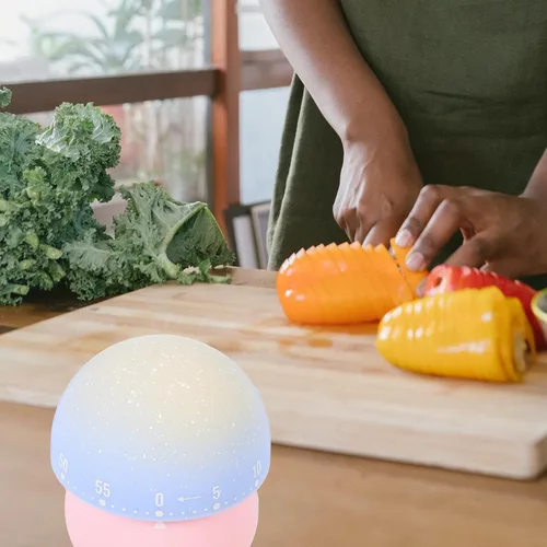 Vista 8 de INOOMP Mechanical Kitchen Timer Mushroom Shape Cute Manual Cooking Timer Pink for Time Management and Boiling Eggs in Home Kitchen