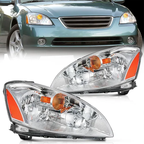 Vista 13 de Nilight - Conjunto de faros delanteros compatibles con Nissan Altima 2002, 2003, 2004. Carcasa negra, reflector ámbar, lente transparente. Faros