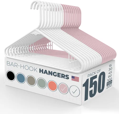Vista 20 de Perchas de plástico fuertes hechas en Estados Unidos a granel, 20, 30, 50, 100 unidades, disponibles, para ropa de lavandería, perchas de plástico