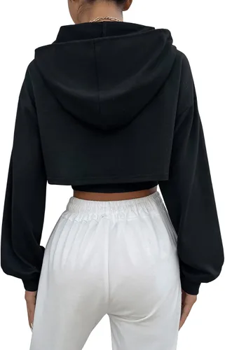 Vista 2 de SweatyRocks Conjunto de 2 piezas para mujer de manga larga, sudadera con capucha y camiseta sin mangas