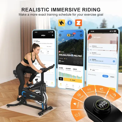 Vista 4 de Exercise Bikes for Home,Spin Bike with Adjustable Magnetic,Brake Pad Resistance Silent Belt Drive,350lbs/300lbs Weight Capacity &Upgraded Version