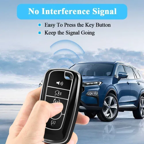 Vista 3 de MILD EAST Funda para Llave de Ford con Llavero, Estuche Protector de Llave de Carro con Soporte 5 Botones para Ford Explorer Fusion Escape Edge