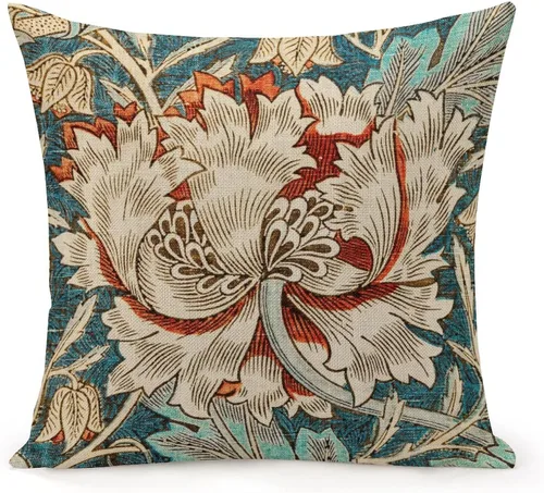 William Morris - Fundas de almohada decorativas de flores vintage y flores, 18 x 18 pulgadas, decoración del hogar, funda de cojín cuadrada para