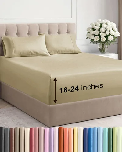 Vista 124 de Juego de sábanas de tamaño king, transpirables, refrescantes, con esquinas extraprofundas de 18-24 pulgadas, de ajuste fácil, supersuaves, sin