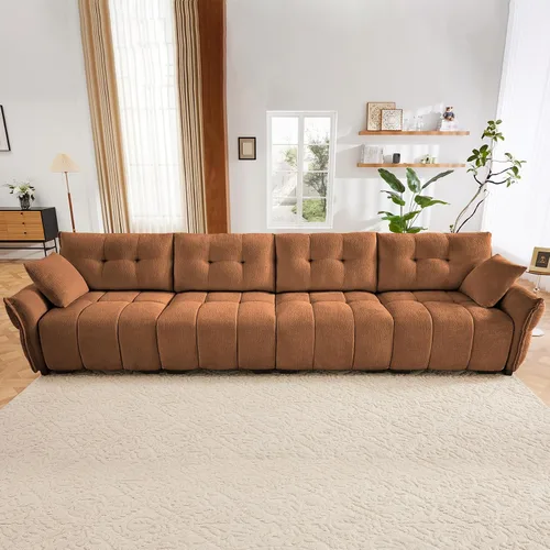 Vista 27 de Leyu&Hafort Sofá modular seccional, sofá modular Cloud con asiento profundo, moderno sofá modular con otomana móvil, sofá de felpilla con almohadas