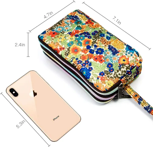 Vista 4 de BIAOTIE Cartera de pulsera de gran capacidad, Bolso de mano de nailon impreso impermeable para mujer