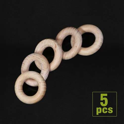 Vista 2 de FoDau770 5 anillos de madera de haya natural, anillos de madera maciza sin terminar, círculos de madera resistente, círculos de macramé