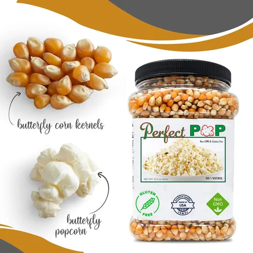Vista 2 de Granos de palomitas de maíz originales gourmet premium (estilo mariposa) - 2 libras