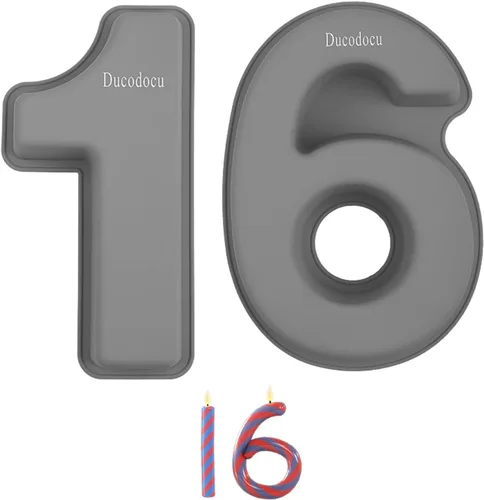 Vista 9 de Ducodocu Molde de silicona para tartas con números 3D, moldes para hornear, moldes novedosos para tartas, molde para hornear bricolaje
