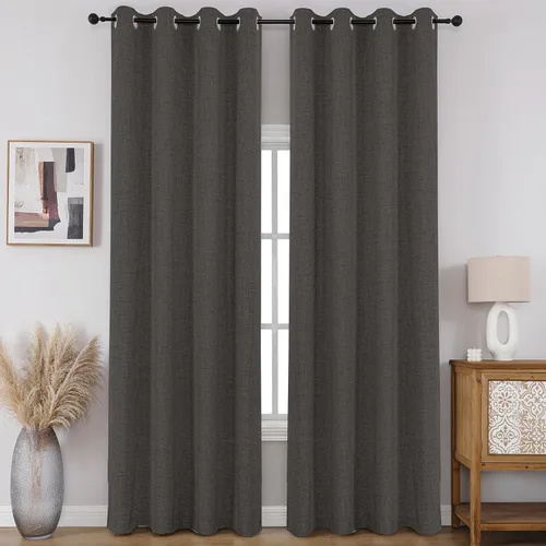 Vista 80 de CUCRAF - Juego de 2 paneles de cortinas de ventana con oscurecimiento total del 100%, de 54 pulgadas de largo, con aspecto de lino falso, cortinas