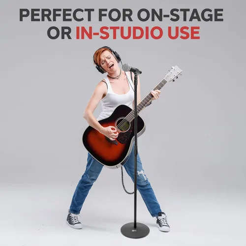 Vista 7 de Pyle Soporte universal para micrófono, adaptador estándar M-6 de EE. UU. y altura ajustable de 31.5 a 60 pulgadas de alto con soporte de cuello