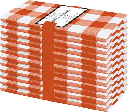 Vista 12 de Servilletas de tela Cotton Clinic 100% algodón grandes de 20 x 20 pulgadas, juego de 4, a cuadros de gingam - Servilletas de mesa suaves, duraderas