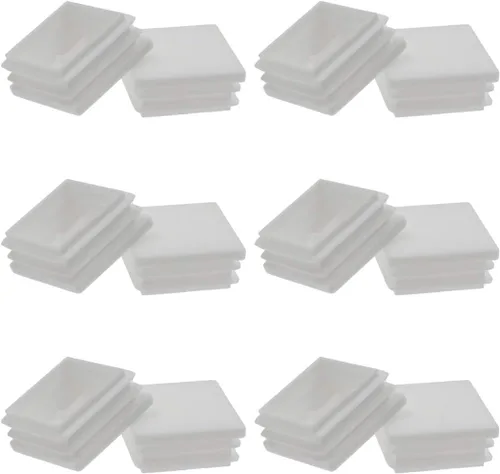 Paquete de 12 tapones cuadrados de plástico blanco de 1.496 in (1 1/2 pulgadas), tapas de extremo de tubo cuadradas, tapa de extremo de poste de