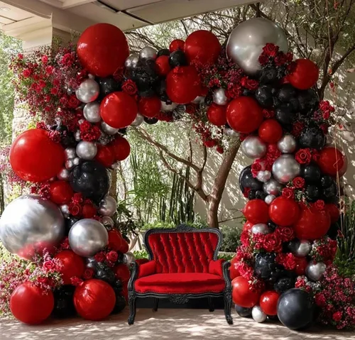 Vista 12 de Kit de arco de globos de Halloween, guirnalda de globos de doble relleno, color negro, morado, naranja, globos naranja quemado con globos