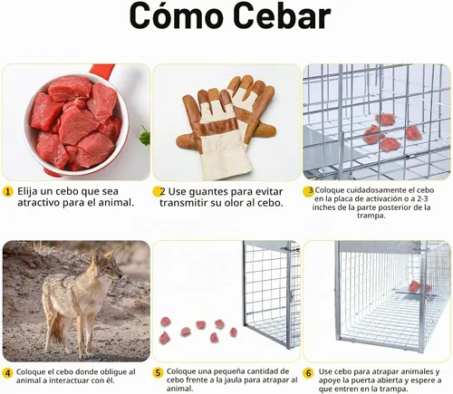 Vista 4 de Timaze 57" Large Foldable Humane Live Animal Trap Cage Jaula plegable resistente para trampa de animales, adecuada para perros grandes, zorros