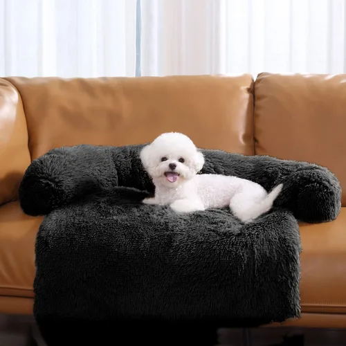 Vista 6 de HACHIKITTY Tapete calmante para sofá cama para mascotas, funda de sofá de felpa lavable para perros y gatos, protector de muebles con parte inferior