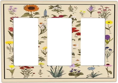 Vista 94 de Placa de Cubierta de Interruptor de Luz de 2 Posiciones Combinación de Abstracción/1 Toggle 1 Rocker Placas Decorativas de Pared de Plástico Negro