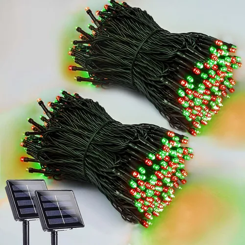 Vista 13 de 4th of July Decorations, Solar American Flag Lights Outdoor with 8 Modes, 18.8FT 25 USA Flags & 50 Red White and Blue LEDs Patriotic String Lights