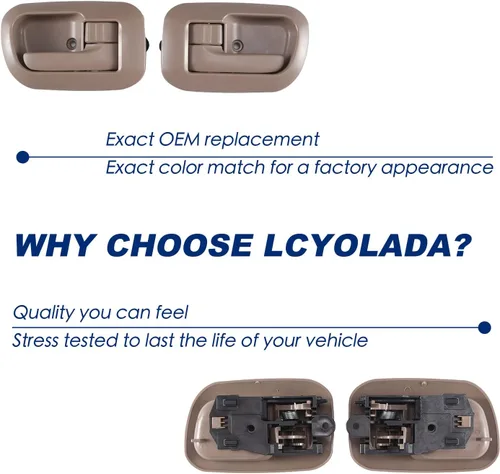 Vista 6 de 1 par de manijas de puerta interiores compatibles con Toyota Sienna 1998 1999 2000 2001 2002 2003, sustituye a OE 80533 80504, marrón