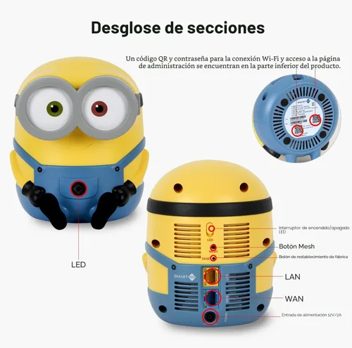 Vista 3 de Davolink Minions Series WiFi 6 / 6E Router de Gaming Extensor WiFi Dual y Tri-Band Gigabit Sistema de Malla de Internet Inalámbrico Streaming 8K