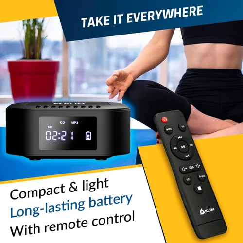 Vista 5 de KLIM Boombox E1 - Reproductor de CD portátil con subwoofer - Bajo extra, Bluetooth, radio FM, USB, AUX, MP3 - Batería recargable, modos con cable e