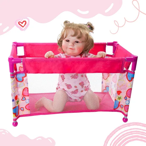 Vista 7 de JIZHI Cuna Reborn para muñecas, cama de muñeca de bebé, juguete plegable para muñecas de 18 pulgadas, accesorios de muñeca Reborn con bolsa
