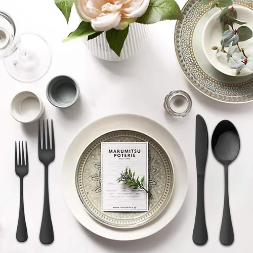 Vista 6 de HaWare Juego de cubiertos de 24 piezas con organizador de cubiertos, cubiertos de acero inoxidable con 4 cuchillos para carne, servicio