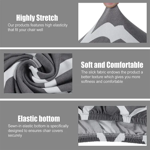 Vista 7 de Juego de 10 fundas para silla, fundas elásticas para sillas Parsons, de elastano, extraíbles, lavables, fundas protectoras para sillas de cocina