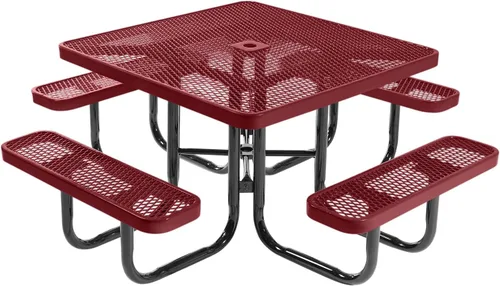 Vista 95 de COATEDOUTDOORFURNITURE Mesa de picnic cuadrada de 46 pulgadas, expandida, color negro