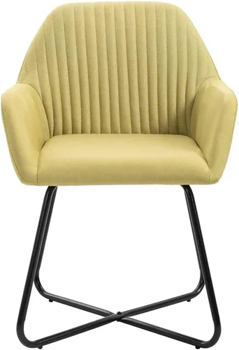 Vista 4 de 【Durable and Classic】 Dining Table Sofa Armchair Elegant Support Modern Upholstered Living Room Bedroom Lounge Chair Dining Chairs 2 pcs Green Fabric