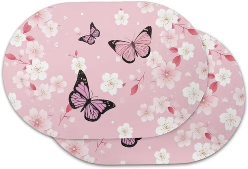 Vista 16 de Blue Flower Dining Table Mats Set of 2 Hummingbird Heat Resistant Placemats Washable and Wipeable Non Slip Place Mat, Waterproof Modern Dining Table