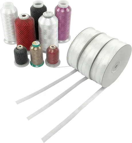Vista 7 de 100 piezas de protector de carrete de hilo con red para diferentes tamaños de carretes/conos de hilo para bordar, coser, acolchar y serger (15x1CM)