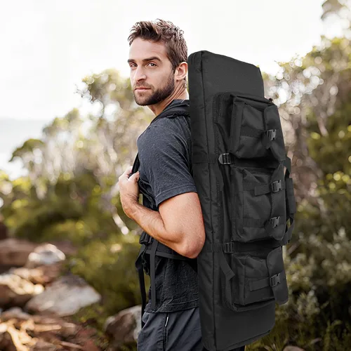 Vista 7 de Soft Rifle Case 32'' 36" 42" 48'' Tactical Long Double Rifle Backpack Gun Bag for Hunting Shooting Range, Firearm Transportation with Lockable