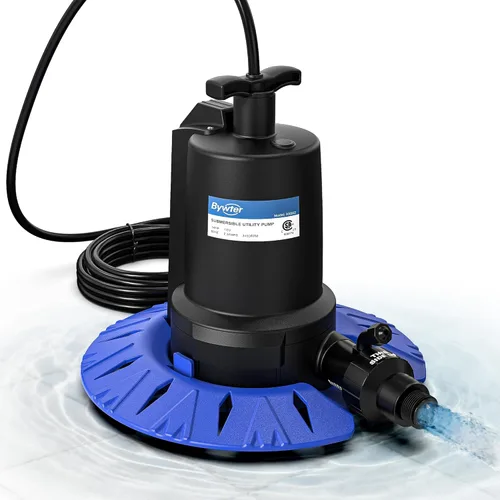 Vista 10 de Bomba de sumidero de 1/2 HP, flujo alto de 4200 GPH, elevación de 26 pies, bomba de aguas residuales de hierro fundido de 115 V con interruptor
