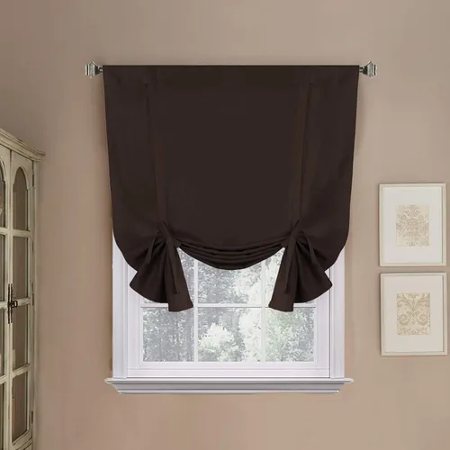 Vista 43 de H.VERSAILTEX - Cortina opaca con lazo de ajuste, cortina romana globo con aislamiento térmico, bloqueador de luz, panel de bolsillo para varilla