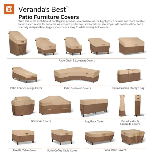 Vista 14 de Classic Accessories Veranda's Best - Funda impermeable para patio seccional en forma de V, 100 x 33.5 x 31 pulgadas, fundas para muebles de patio