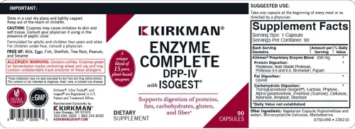 Vista 3 de Kirkman Enzyme Complete/DPP-IV con Isogest, 90 Cápsulas