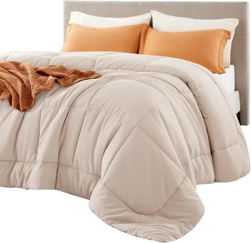 Vista 73 de Bedsure - Relleno de edredón acolchado tamaño Queen Plus, para todas las estaciones, ropa de cama alternativa de plumón GentleSoft, con 8 pestañas