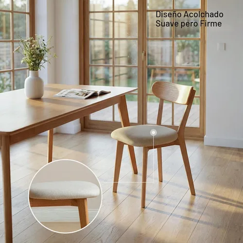 Vista 5 de Silla de comedor de madera maciza para cocina (1, negro)
