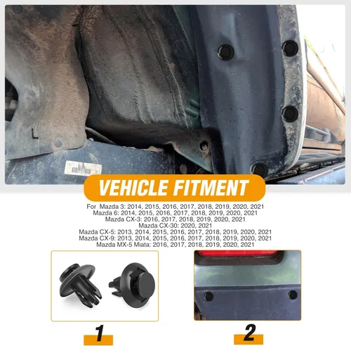 Vista 5 de GOOACC 60 piezas Fender Liner cubierta de parachoques protector contra salpicaduras tornillo de cabeza hexagonal con tuercas de nailon U clips